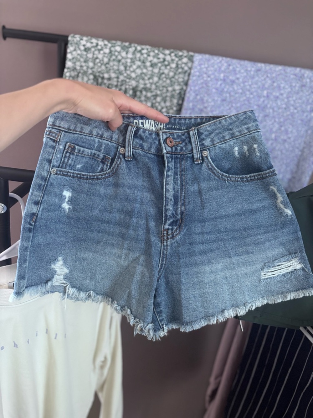 Rewash Distressed Denim Cutoff Shorts - Light Blue Wash